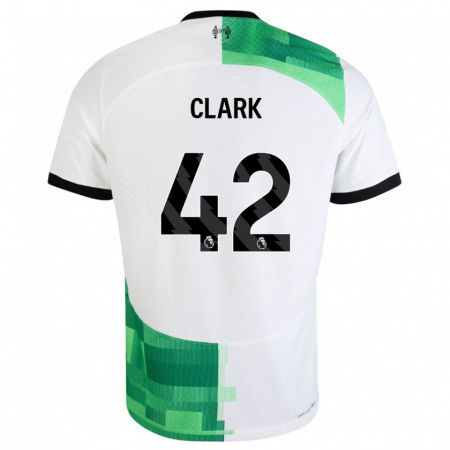 Kandiny Bambino Maglia Bobby Clark #42 Bianco Verde Kit Gara Away 2023/24 Maglietta