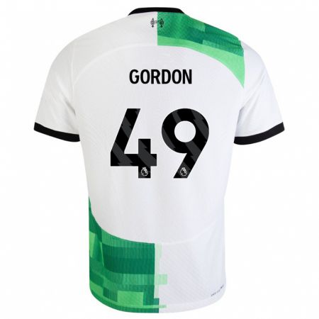 Kandiny Bambino Maglia Kaide Gordon #49 Bianco Verde Kit Gara Away 2023/24 Maglietta