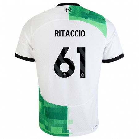 Kandiny Bambino Maglia Matteo Ritaccio #61 Bianco Verde Kit Gara Away 2023/24 Maglietta