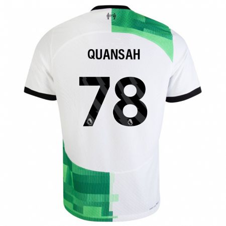 Kandiny Bambino Maglia Jarell Quansah #78 Bianco Verde Kit Gara Away 2023/24 Maglietta