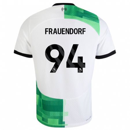 Kandiny Bambino Maglia Melkamu Frauendorf #94 Bianco Verde Kit Gara Away 2023/24 Maglietta