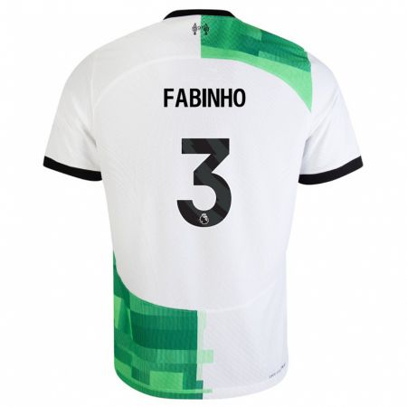 Kandiny Bambino Maglia Fabinho #3 Bianco Verde Kit Gara Away 2023/24 Maglietta