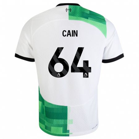 Kandiny Bambino Maglia Jake Cain #64 Bianco Verde Kit Gara Away 2023/24 Maglietta