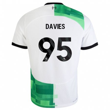 Kandiny Bambino Maglia Harvey Davies #95 Bianco Verde Kit Gara Away 2023/24 Maglietta