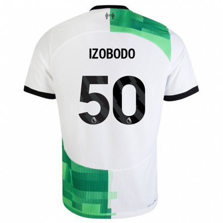 Kandiny Bambino Maglia Elijah Izobodo John #50 Bianco Verde Kit Gara Away 2023/24 Maglietta