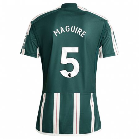 Kandiny Bambino Maglia Harry Maguire #5 Verde Scuro Kit Gara Away 2023/24 Maglietta