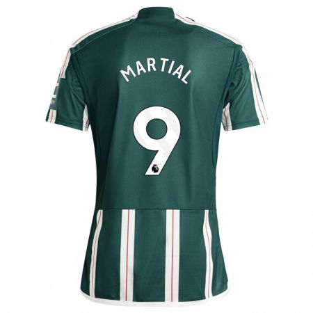 Kandiny Bambino Maglia Anthony Martial #9 Verde Scuro Kit Gara Away 2023/24 Maglietta