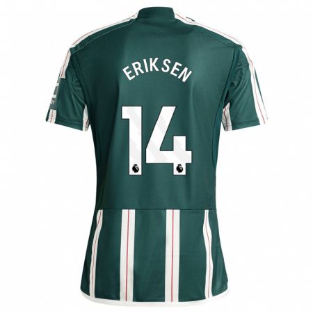 Kandiny Bambino Maglia Christian Eriksen #14 Verde Scuro Kit Gara Away 2023/24 Maglietta