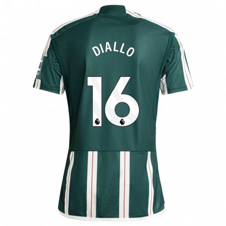 Kandiny Bambino Maglia Amad Diallo #16 Verde Scuro Kit Gara Away 2023/24 Maglietta