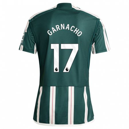 Kandiny Bambino Maglia Alejandro Garnacho #17 Verde Scuro Kit Gara Away 2023/24 Maglietta