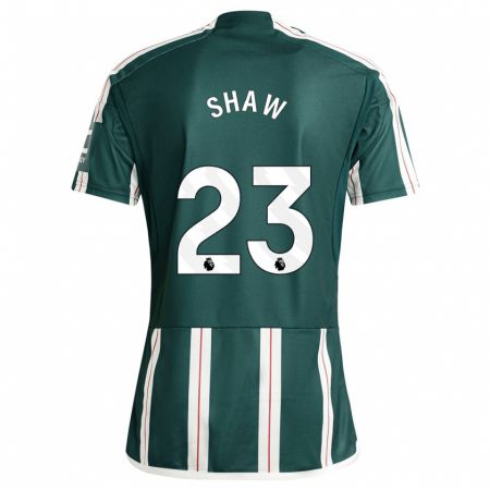 Kandiny Bambino Maglia Luke Shaw #23 Verde Scuro Kit Gara Away 2023/24 Maglietta