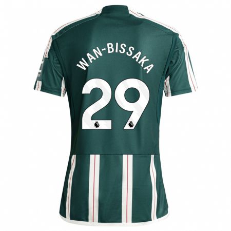 Kandiny Bambino Maglia Aaron Wan-Bissaka #29 Verde Scuro Kit Gara Away 2023/24 Maglietta