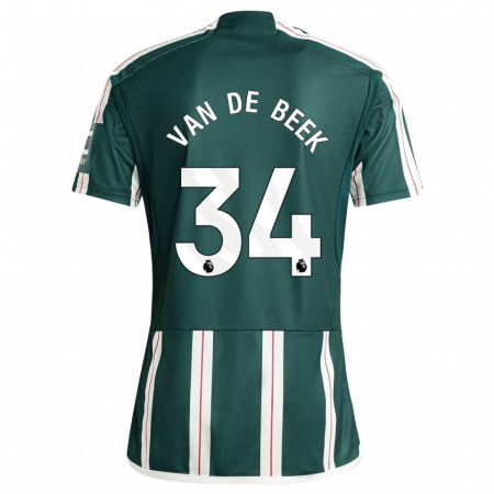 Kandiny Bambino Maglia Donny Van De Beek #34 Verde Scuro Kit Gara Away 2023/24 Maglietta