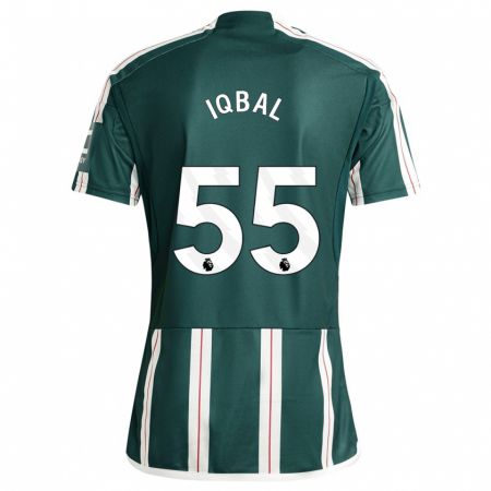 Kandiny Bambino Maglia Zidane Iqbal #55 Verde Scuro Kit Gara Away 2023/24 Maglietta