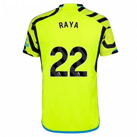 Kandiny Bambino Maglia David Raya #22 Giallo Kit Gara Away 2023/24 Maglietta