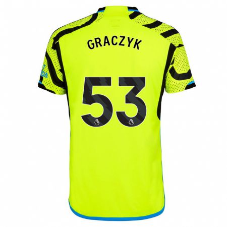 Kandiny Bambino Maglia Hubert Graczyk #53 Giallo Kit Gara Away 2023/24 Maglietta