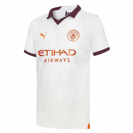 Kandiny Bambino Maglia Nathan Aké #6 Bianco Kit Gara Away 2023/24 Maglietta