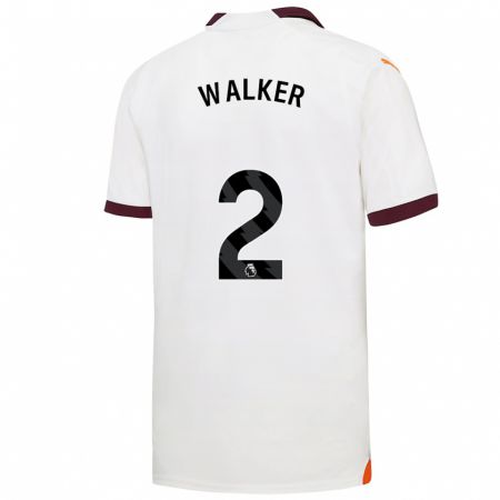 Kandiny Bambino Maglia Kyle Walker #2 Bianco Kit Gara Away 2023/24 Maglietta