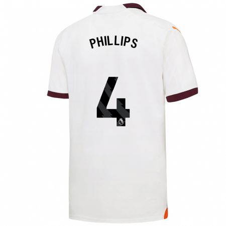 Kandiny Bambino Maglia Kalvin Phillips #4 Bianco Kit Gara Away 2023/24 Maglietta