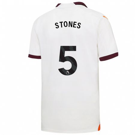 Kandiny Bambino Maglia John Stones #5 Bianco Kit Gara Away 2023/24 Maglietta