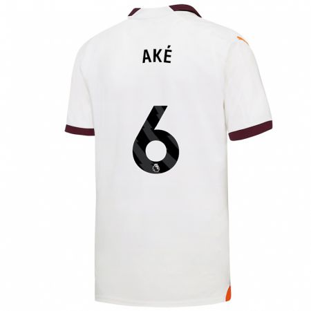 Kandiny Bambino Maglia Nathan Aké #6 Bianco Kit Gara Away 2023/24 Maglietta