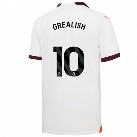 Kandiny Bambino Maglia Jack Grealish #10 Bianco Kit Gara Away 2023/24 Maglietta