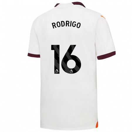 Kandiny Bambino Maglia Rodri #16 Bianco Kit Gara Away 2023/24 Maglietta