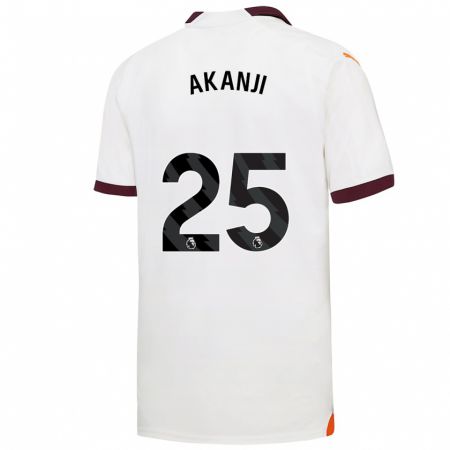 Kandiny Bambino Maglia Manuel Akanji #25 Bianco Kit Gara Away 2023/24 Maglietta