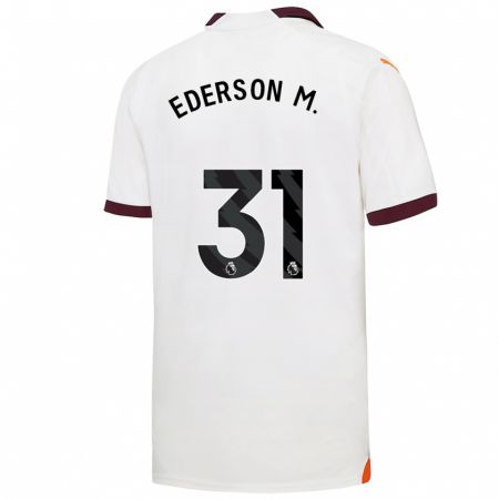 Kandiny Bambino Maglia Ederson #31 Bianco Kit Gara Away 2023/24 Maglietta