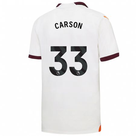 Kandiny Bambino Maglia Scott Carson #33 Bianco Kit Gara Away 2023/24 Maglietta