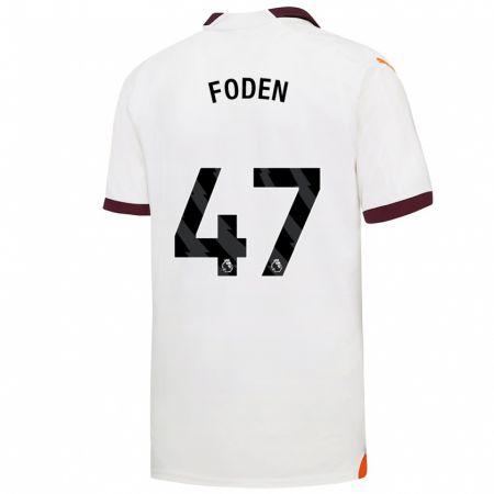 Kandiny Bambino Maglia Phil Foden #47 Bianco Kit Gara Away 2023/24 Maglietta