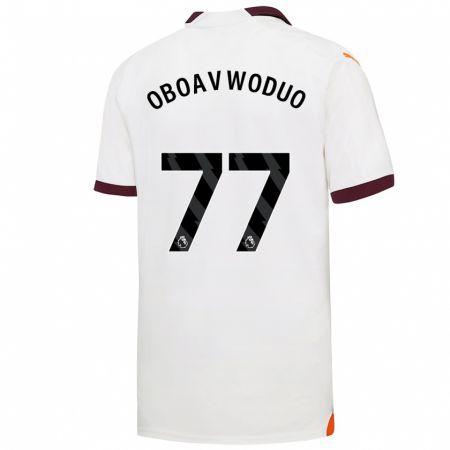 Kandiny Bambino Maglia Justin Oboavwoduo #77 Bianco Kit Gara Away 2023/24 Maglietta