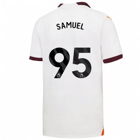 Kandiny Bambino Maglia Lakyle Samuel #95 Bianco Kit Gara Away 2023/24 Maglietta