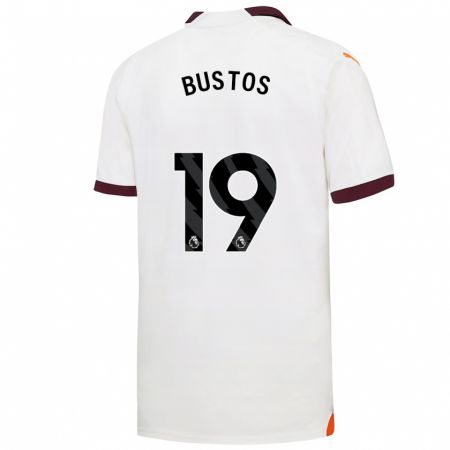 Kandiny Bambino Maglia Nahuel Bustos #19 Bianco Kit Gara Away 2023/24 Maglietta