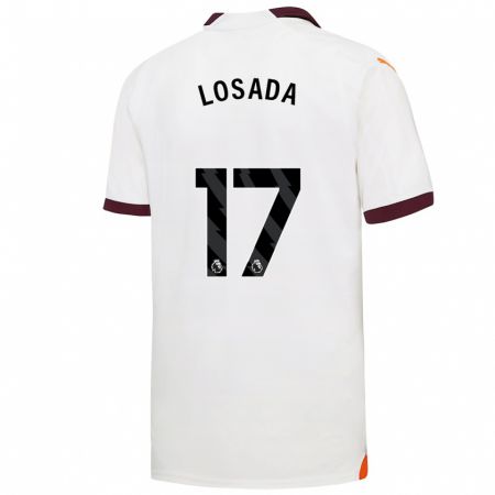 Kandiny Bambino Maglia Vicky Losada #17 Bianco Kit Gara Away 2023/24 Maglietta