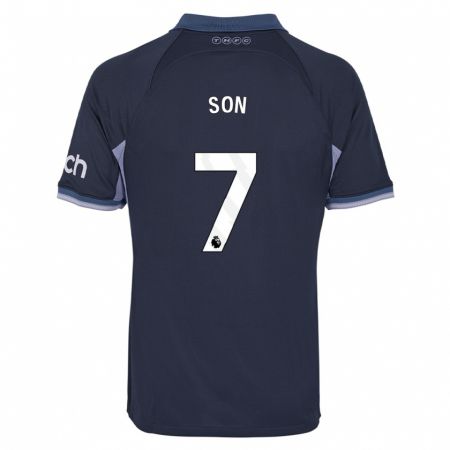 Kandiny Bambino Maglia Heung-Min Son #7 Blu Scuro Kit Gara Away 2023/24 Maglietta