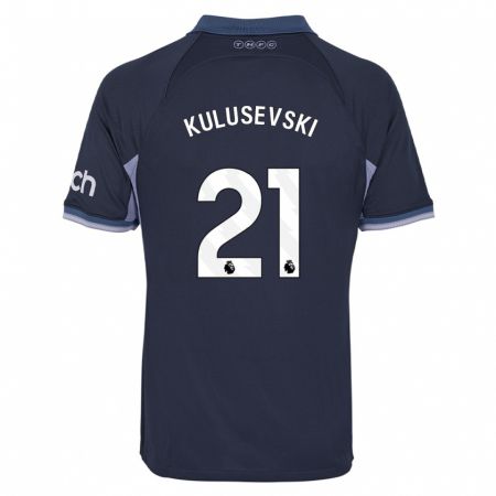 Kandiny Bambino Maglia Dejan Kulusevski #21 Blu Scuro Kit Gara Away 2023/24 Maglietta