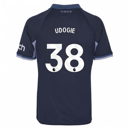 Kandiny Bambino Maglia Destiny Udogie #38 Blu Scuro Kit Gara Away 2023/24 Maglietta