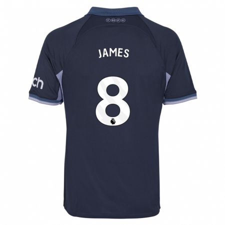 Kandiny Bambino Maglia Angharad James #8 Blu Scuro Kit Gara Away 2023/24 Maglietta