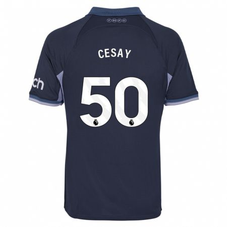 Kandiny Bambino Maglia Kallum Cesay #50 Blu Scuro Kit Gara Away 2023/24 Maglietta