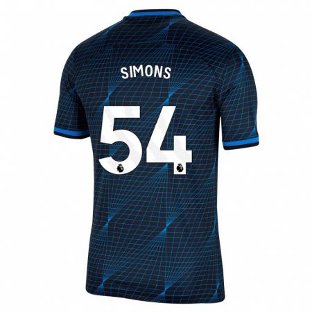 Kandiny Kinderen Xavier Simons #54 Donkerblauw Uitshirt Uittenue 2023/24 T-Shirt België