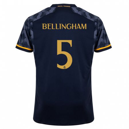 Kandiny Kinderen Jude Bellingham #5 Donkerblauw Uitshirt Uittenue 2023/24 T-Shirt België