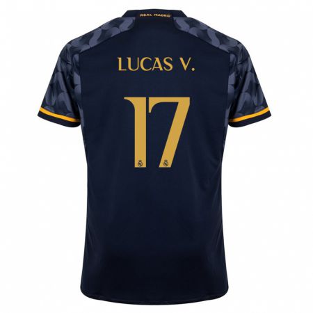 Kandiny Kinder Lucas Vázquez #17 Dunkelblau Auswärtstrikot Trikot 2023/24 T-Shirt Österreich