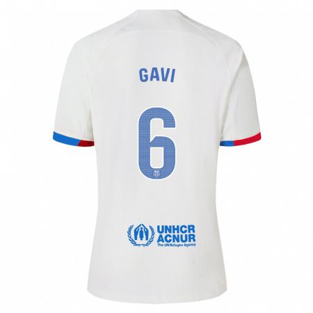 Kandiny Bambino Maglia Gavi #6 Bianco Kit Gara Away 2023/24 Maglietta