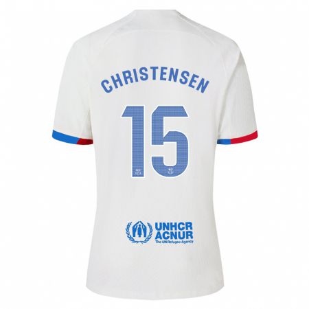 Kandiny Bambino Maglia Andreas Christensen #15 Bianco Kit Gara Away 2023/24 Maglietta