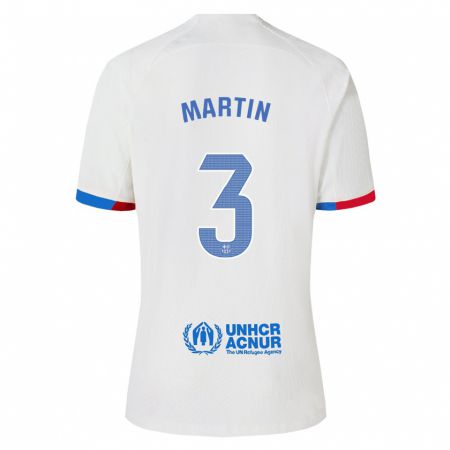 Kandiny Bambino Maglia Gerard Martin #3 Bianco Kit Gara Away 2023/24 Maglietta