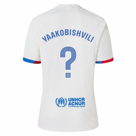 Kandiny Bambino Maglia Áron Yaakobishvili #0 Bianco Kit Gara Away 2023/24 Maglietta