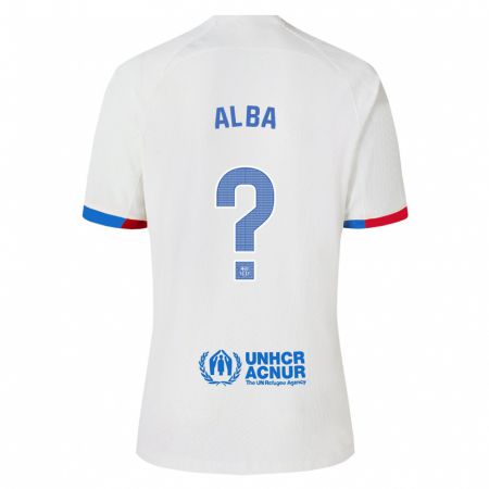 Kandiny Bambino Maglia Javi Alba #0 Bianco Kit Gara Away 2023/24 Maglietta