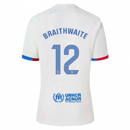 Kandiny Bambino Maglia Martin Braithwaite #12 Bianco Kit Gara Away 2023/24 Maglietta