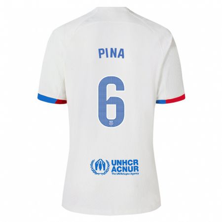 Kandiny Bambino Maglia Claudia Pina #6 Bianco Kit Gara Away 2023/24 Maglietta